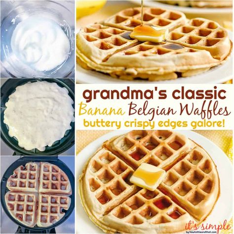 Easy Belgian Waffle Recipe, Best Belgian Waffle Recipe, Banana Waffle Recipe, Belgian Waffle Recipe, Waffle Recipe Healthy, Easy Banana Pancakes, Belgian Waffles Recipe, Waffle Iron Recipes, Belgium Waffles