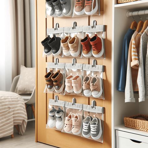 organizing kids shoes - over the door storage Kids Shoes Rack, Toddler Shoe Storage Ideas, Organizing Kids Shoes, Kid Shoe Storage, Toddler Shoe Organization, Toddler Shoe Storage, Baby Shoe Organization, Kids Shoe Organization, Kids Shoe Storage