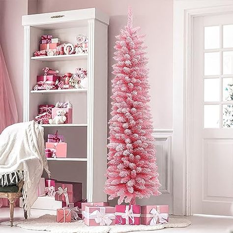 Anita singyah's Amazon Page Christmas Tree 6ft, Pink Xmas Tree, Christmas Tree Pink, Vintage Pink Christmas, Fake Christmas Trees, Spruce Christmas Tree, Slim Christmas Tree, Fir Christmas Tree, Pink Xmas