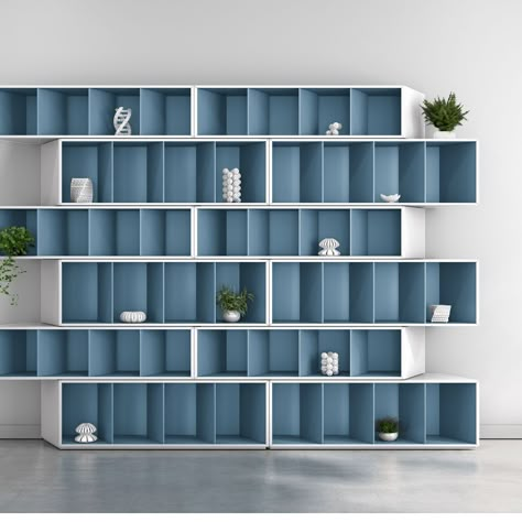 TRINTA bookcase - blue harmony | Roche Bobois Bookcase Lighting, Arabic Decor, Black Bookcase, Metal Bookshelf, Micro Apartment, Interior Design Drawings, Interior Shelves, Library Furniture, Shelving Design