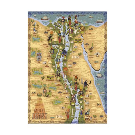 Illustrated Map, Gods and Goddesses of Ancient Egypt, A3 Art Print - Etsy Ancient Egypt Map, Starověký Egypt, Egypt Map, Ayat Alkitab, Ancient Maps, Fantasy Maps, Mythical Beast, Egypt Art, Egyptian Mythology