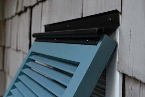 How To Make Window Shutters Exterior, Diy Bahama Shutters Exterior Wood, Beach House Window Awnings, Bifold Interior Window Shutters, Florida Shutters Exterior, Diy Bermuda Shutters, Bahama Shutters Diy, Working Shutters Exterior, Beach House Shutters Exterior