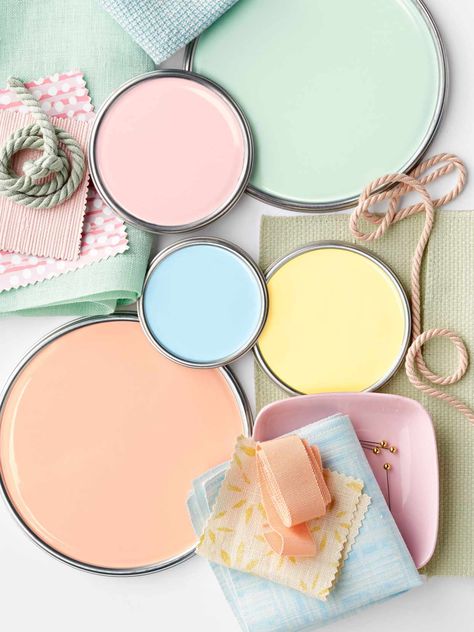 Achieve a color scheme you love with these expert paint tips. Pastel Cottagecore Color Palette, Wall Paint Ideas Bedroom, Paint Ideas Bedroom, Floral Color Palette, Wall Paint Ideas, Pastel Paint Colors, Top Paint Colors, Yellow Paint Colors, Bedroom Unique