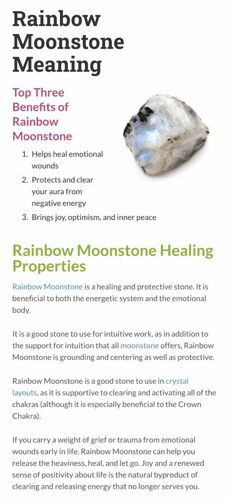 Rainbow Moonstone Affirmation, Rainbow Moon Stone Meaning, Programming Crystals, Rainbow Moonstone Meaning, Moon Stone Meaning, Moonstone Healing Properties, Stone Meanings, Crystal Work, Witch Spell Book