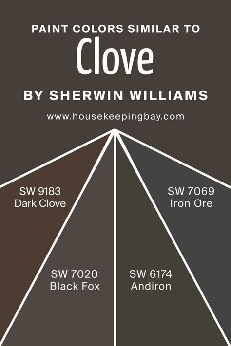 Colors Similar to Clove SW 9605by Sherwin-Williams Sherwin Williams Dark Clove, Sealskin Sherwin Williams, Black Fox Sherwin Williams, Dark Blue Grey Paint, Poised Taupe, Sherwin Williams Blue, Lone Fox, Pittsburgh Paint, Blue Gray Paint Colors