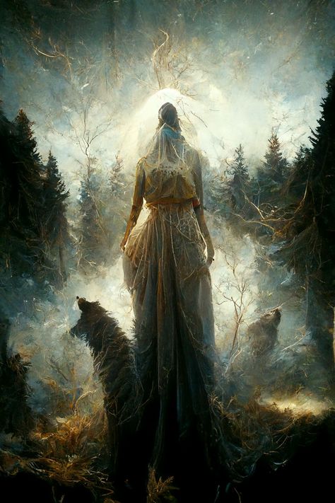 According to Norse mythology, the giantess Angrboda was a love interest of the fire god Loki and was the mother of his three children: the wolf Fenrir, the giant serpent Jörmungand, and the ruler of the dead Hel. The name of "Angrboda" has multiple different interpretations. Some of the most common include "the grief bringer", "harm-giver", "she-who-offers-sorrow". Angrboda Norse Mythology, Angrboda And Loki, Ran Goddess Norse Mythology, Eir Goddess Norse Mythology, Giant Serpent, Norse Goddess Hella, Hodr Norse Mythology, Norse Mythology Garm, Loki's Children