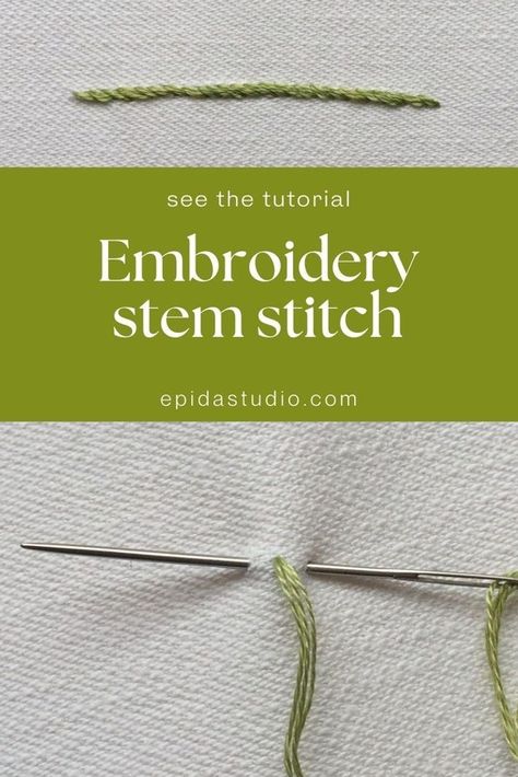 Learn how to do stem stitch in this hand embroidery tutorial. This stitching technique is a perfect choice for your all your embroidery projects. Stem Embroidery Stitch, Stem Stitch Embroidery, Embroidery Stem Stitch, Free Motion Embroidery Designs, Freestyle Embroidery, Hand Stitching Techniques, Stem Stitch, Applique Stitches, Embroidery Lessons