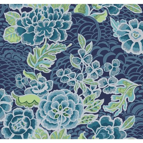 Waverly Blue & Green Zen Garden Peel and Stick Wallpaper - Bed Bath & Beyond - 38883569 Thibaut Wallpaper, Hallway Cabinet, York Wallcoverings, Affordable Decor, Pattern Matching, Contact Paper, Decorating Tools, Zen Garden, Wallpaper Roll