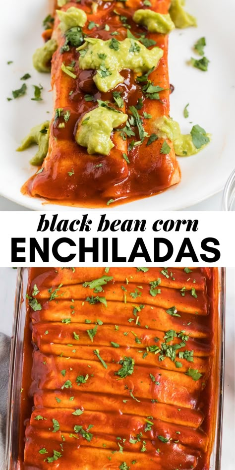 Corn Enchiladas, Black Bean And Corn, Vegan Enchiladas, Black Bean Enchiladas, Black Bean Corn, Bean Enchiladas, Vegan Black Bean, Vegan Tacos, Dairy Free Cheese