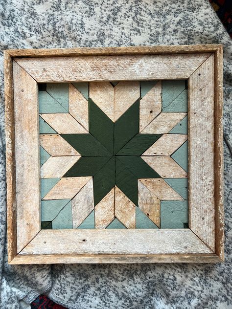 This beautiful piece of wooden artwork is hand made with reclaimed wood that is over a hundred years old! Each design is one of a kind and completely handmade. Dimensions: 13 x 13inches Scrap Wood Wall Art, Woodshop Projects, Barnwood Ideas, Lath Art, Wood Quilt, Crafting Business, Wood Art Diy, Woodwork Ideas, Artsy Ideas