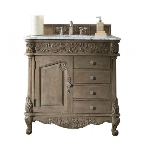 James Martin Signature Vanities Monte Carlo 36 in. W Single Vanity in Empire Gray with Marble Vanity Top in Carrara White with White Basin-207-MC-V36-EG - The Home Depot Dresser Vanity Bathroom, Diy Bathroom Design, Unique Bathroom Vanity, Granite Vanity Tops, James Martin Vanity, Diy Bathroom Vanity, Dresser Vanity, Wood Bathroom Vanity, Bathroom Furniture Vanity