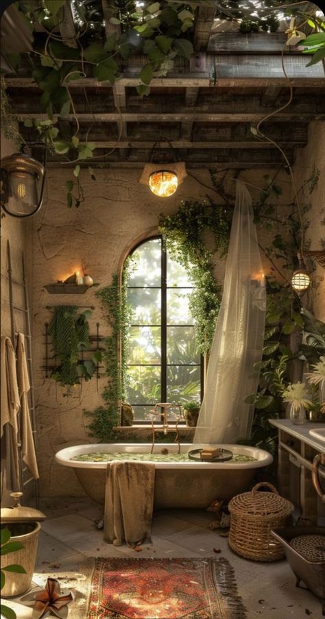 Fairytale Cottage Interiors, Fairy Bathroom, Witchy Ideas, Dreamy Cottagecore, Snowy Pictures, Bathroom Garden, Bus Interior, Fairytale House, Zen Home Decor