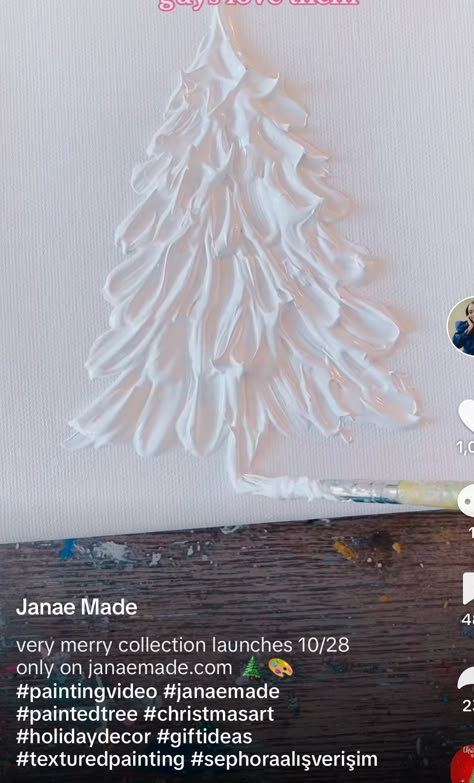 Hot Glue Tree On Canvas, Texture Christmas Art, Textured Christmas Painting, Bubble Wrap Christmas Tree Painting, Textured Christmas Tree Painting, Textured Santa Painting, Christmas Tree Canvas, Christmas Tree Painting, Painting Videos