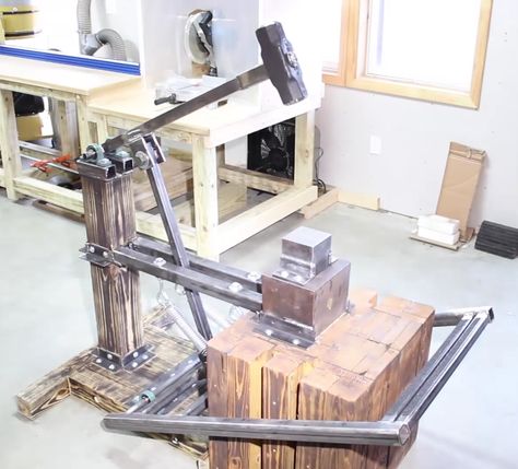 DIY Treadle Hammer. Treadle Hammer Plans, Treadle Hammer, Blacksmithing Forge, Power Hammer Plans, Blacksmith Power Hammer, Gas Forge, Blacksmith Hammer, Porte In Ferro, Forging Tools