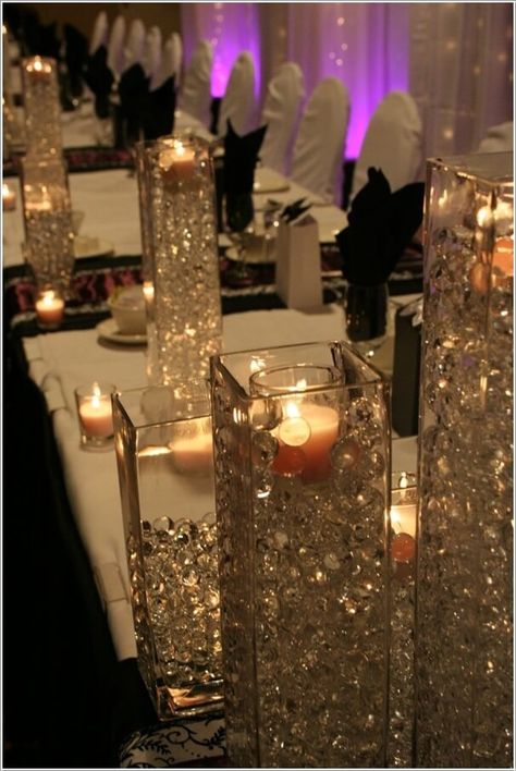 Clear Decorations, Flowerless Centerpieces, Bling Table, Square Decoration, Anniversary Reception, Centerpieces Vases, Vases Wedding, Centerpiece Vase, Vase Tall