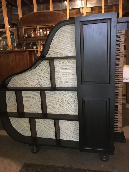 piano bookcase, Finished bookcase with the door closed Piano Shelves, Piano Bookcase, Piano Shelf, Childrens Reading Nook, Piano Furniture, Repurposed Piano, Reading Nook Closet, Interior Transformation, Wood Closet Doors