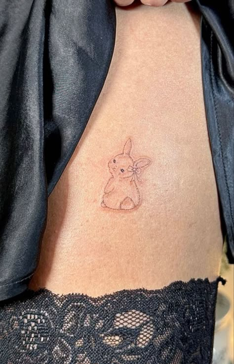 Aesthetic Tattoo Ideas, Bunny Tattoo, Unique Tattoo Ideas, 20 Aesthetic, Bunny Tattoos, Rabbit Tattoos, Petite Tattoos, Cute Little Tattoos, Discreet Tattoos