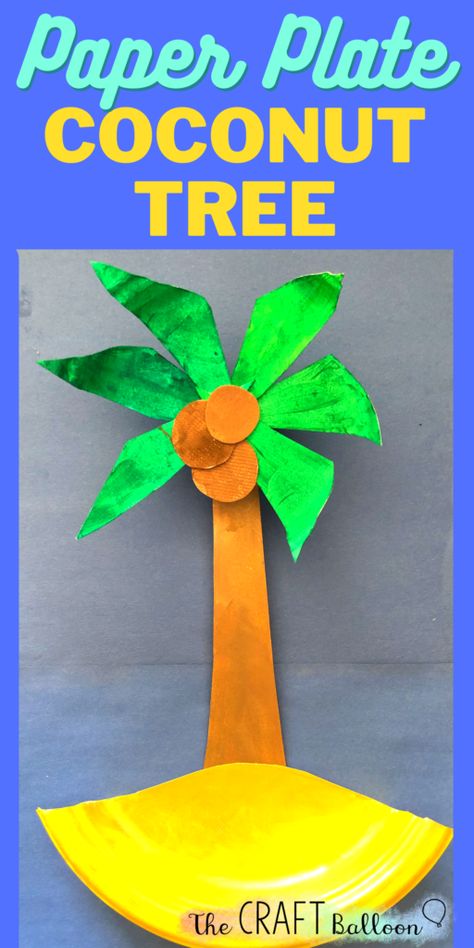 Paper plate coconut tree craft Coconut Activities For Kids, Jamaica Crafts For Kids, Coconut Crafts For Kids, Hawaiian Arts And Crafts, Coconut Craft Ideas, Caribbean Crafts, Coconut Tree Craft, Samoan Language, Hawaii Crafts