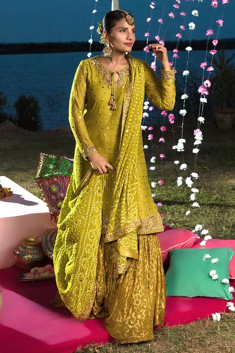 Ansab Jahangir – Women’s Clothing Designer. Nashwa Green Sharara Suit, Ansab Jahangir, Sage Green Fabric, Asian Wedding Dress Pakistani, Designer Anarkali Dresses, Mehndi Dress, Nikkah Dress, Asian Wedding Dress, 3 Piece Outfit