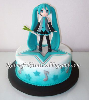 Kaomi Friki Tortas: Torta de Hatsune Miku - Vocaloid Hatsune Miku Cake Birthday, Hatsune Miku Cake, Miku Birthday, Hatsune Miku Birthday, Sweet 16 Sleepover, My Little Pony Cake, Anime Cake, Little Pony Cake, Pony Cake