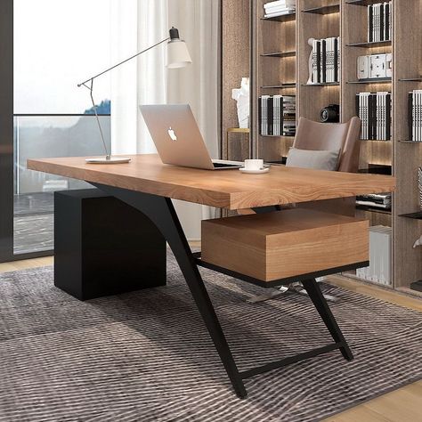 Coworking Space Ideas, Make Up Desk, Contemporary Office Desk, Contemporary Office Furniture, White Writing Desk, Office Desk Ideas, Wooden Office Desk, Computer Desk Design, Office Desk Designs