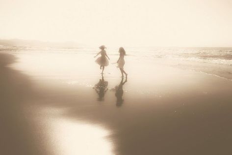 Two Girls, The Beach, Walking, Water