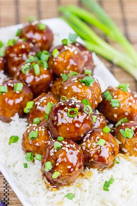 Teriyaki Glazed Meatballs Teriyaki Meatballs Recipe, Frozen Meatball Recipes, Weeknight Chicken, Teriyaki Sauce Recipe, Teriyaki Meatballs, Glazed Meatballs, Teriyaki Glaze, Tasty Meatballs, Meatballs Easy