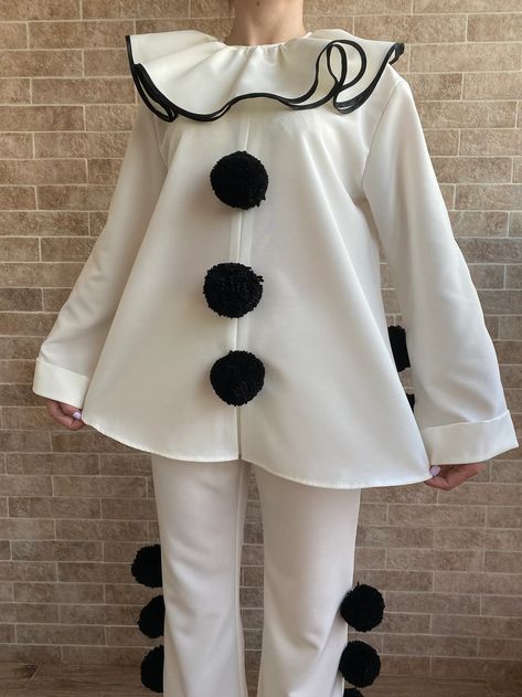 Pierrot Costume Pierrot Collar Clown Costume White Black Pennywise Costume Halloween Costumes Adult Toddler Women Cosplay Commedia Dell'arte - Etsy