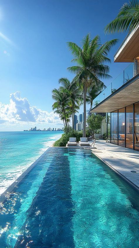 #TravelGoals #Wanderlust #ExploreMore #AdventureAwaits #BucketListTravel #TravelInspiration #TravelAddict #VacationVibes #TravelDiaries #RoamTheWorld Beach House Pool Ocean Views, Beach House Mansion, Miami Beach Mansion, Beachfront Mansion, Luxury Beach Vacation, Miami Wallpaper, Miami Lifestyle, Miami Mansion, Beach Mansion