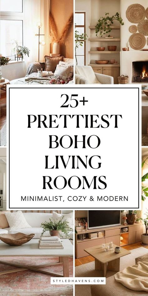 On the hunt for living room inspiration and love the cozy feel of a modern boho living room? Whether your living room style is more simple, you love a bit more color, or are aiming for a totally earthy living room these pretty, minimalist living room spaces are FULL of crazy good boho living room ideas you can totally copy. (SAVE to your earthy living room inspo board for later!) Boho Minimalist Living Room, Boho Modern Living Room, Natural Living Room Decor, Rustic Boho Living Room, Boho Style Living, Boho Living Room Inspiration, Cozy Boho Living Room, Boho Living Room Ideas, Holiday Living Room