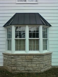 bay window Bay Window Exterior Ideas, Bay Window Ideas Exterior, Diy Bay Window, Bay Window Exterior, Pergola Plans Design, Mobile Home Exteriors, Window Awning, Roof Paint, Basement Remodel Diy