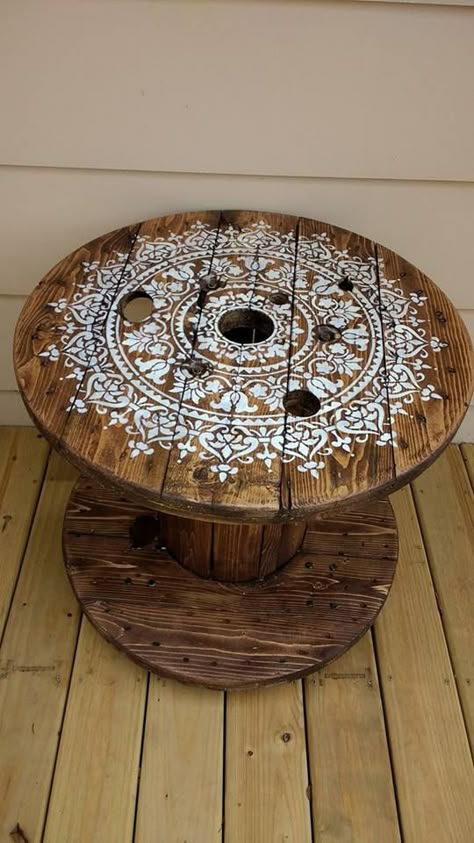 DIY Cable Spool Table for Ummmm...Wherever! Diy Cable Spool Table, Wood Spool Tables, Wire Spool Tables, Cable Spool Furniture, Cable Spool Tables, Wooden Spool Tables, Wooden Cable Spools, Cable Spools, Spool Table