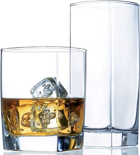 $44.99 Kitchen Glasses, Old Fashioned Drink, Drinking Glasses Set, Bar Cups, Highball Glasses, Whiskey Cocktails, Highball Glass, Ice Tea, Glass Cups