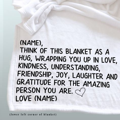 Blanket Ideas With Cricut, Hug Gift Ideas, Blanket Sayings, Friends Massage, Friendship Blanket, Blanket Quotes, Prayer Shawl Crochet Pattern, Quotes For Mugs, Memory Quotes