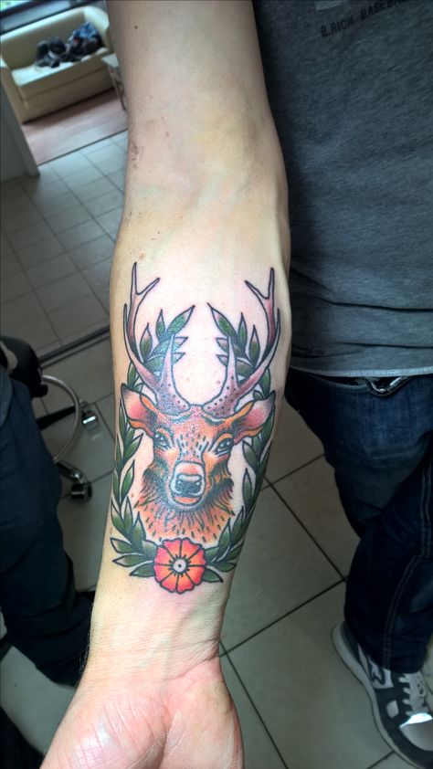 Stag Traditional Tattoo, White Stag Tattoo, Traditional Elk Tattoo, Deer Tattoos, Deer Head Tattoo, Elk Tattoo, Deer Heads Mount, Stag Tattoo, Deer Tattoo