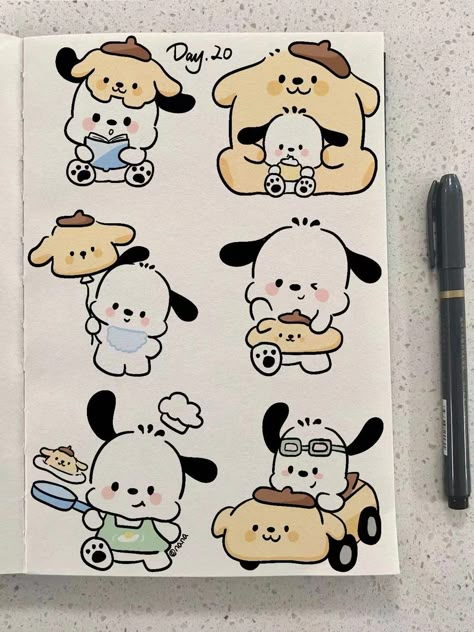 Sticker Doodles, Dog Lifestyle, Drawing Ideas List, Cute Easy Doodles, Doodles Drawings, Kitty Drawing, Hello Kitty Drawing, Cute Paintings, Bullet Journal Design Ideas