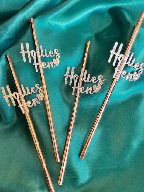 Hen Night Ideas, Hen Party Decorations, Hens Night, Hen Do, Glitter Cards, Personalized Decor, Paper Straws, Hen Party, Bridal Showers