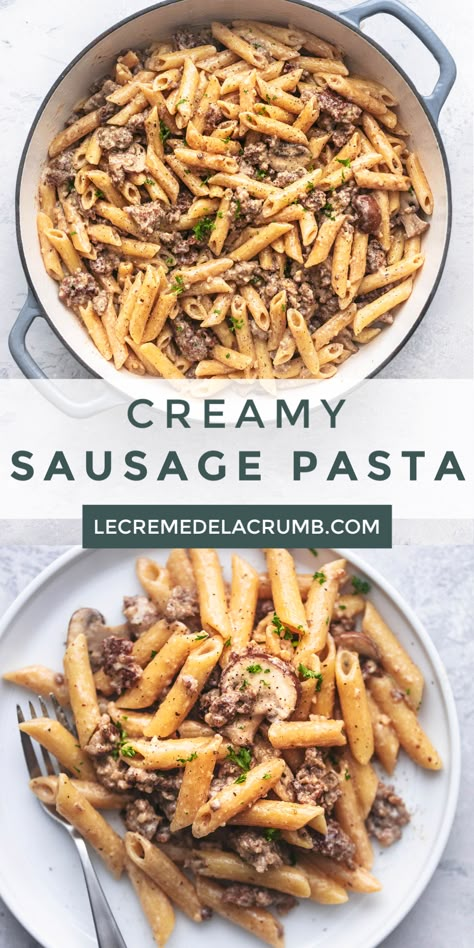 Sausage Penne Pasta, Creamy Sausage Pasta, Penne Noodles, Spicy Italian Sausage, Sausage Pasta Recipes, Yummy Pasta, Italian Sausage Pasta, Creamy Pasta Recipes, Italian Sausage Recipes