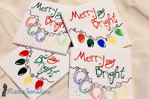 MSS_Sharipe Colored Tile Coasters Christmas Tile Coasters, Diy Christmas Coasters, Christmas Craftivity, Cameo Pro, Christmas Tiles, Vinyl Sayings, Diy Coasters Tile, Stem Club, Holiday Coasters