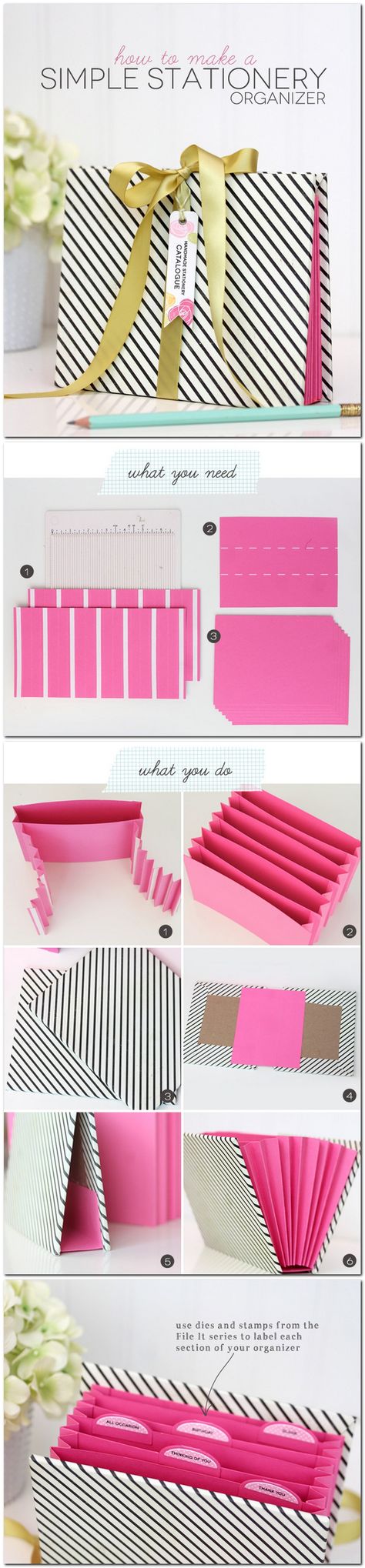 How to make a simple Stationery Organizer // DIY Clasificador carpeta Diy Stationery Organizer, Money Organizer, Diy Stationary, Stationery Organizer, Organizer Diy, Origami Fashion, Diy Back To School, Back To School Crafts, Diy Stationery