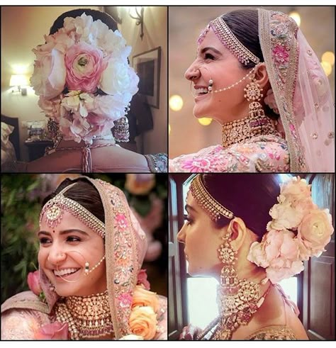 Dulhan Hairstyles Indian Bridal Bun, Anushka Sharma Wedding, Indian Bridal Hairstyle, Bridal Hairstyle Ideas, Virat Anushka, Bridal Hairstyle Indian Wedding, Wedding Bun, King Kohli, Bridal Bun