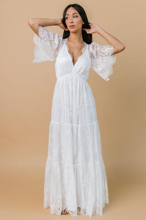 Plus size boho wedding dress