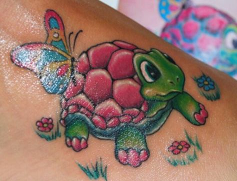 Turtle Tattoo Color, Purple Ribbon Tattoos, Grandma Tattoo, Tortoise Tattoo, Turtle Sketch, Turtle Tattoos, Black Bird Tattoo, Turtle Tattoo Designs, Turtle Quilt