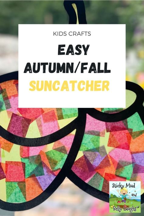 This super easy fall suncatcher craft looks so colorful in the window on a sunny autumnal day. #fallcrafts #kidsautumncrafts #suncatchercrafts #stickymudandbellylaughs Rainy Day Activities For Kids, Leaf Collage, Diy Suncatchers, Kids Fall Crafts, Fun Fall Crafts, Suncatcher Craft, Fall Craft, Fall Crafts For Kids, Autumn Crafts