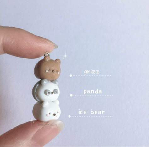 Aesthetic Panda, Handmade Fridge Magnets, Crochet Phone Pouch, Foodie Aesthetic, Easy Clay Sculptures, Clay Bear, Clay Kawaii, Polymer Clay Kawaii, Clay Keychain