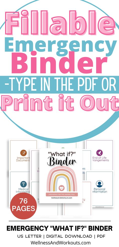 Use this Emergency Binder, Family Planner, What if Binder, Just in Case Binder, Life Planner, Obituary Template, Document Organizer, to get organized. This fillable PDF will bring peace of mind. Binder Templates Free, Emergency Binder Free Printables, Family Binder Free Printables, Emergency Binder Printables, Life Binder Printables, Family Binder Organizer, Emergency Preparedness Binder, Life Organization Binder, Binder Printables Free