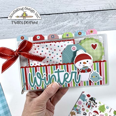 Doodlebug Design Inc Blog: LET IT SNOW MINI ALBUM | with Traci Winter Project, Doodlebug Design, How To Make Snow, Build A Snowman, Mini Scrapbook Albums, Scrapbook Album, Winter Activities, Happy Colors, Let It Snow