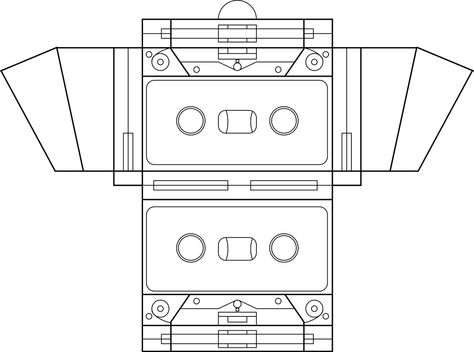 for a school project you can color it yourself (hint: you can fold it into a box ^_^ if it wasn't obvious) Cassette Tape Box Template, Cassette Tape Template, Diy Boombox, Camera Crafts, Box Template Printable, Diy Best Friend Gifts, Picture Templates, Diy Templates, Diy Cans