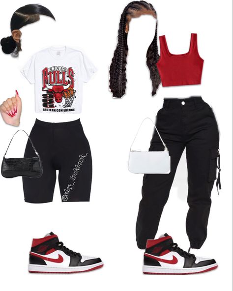 Red And White Outfits, Red And Black Outfits, Matching Outfits Best Friend, Teen Swag Outfits, Cute Nike Outfits, Shein Outfits, Cute Lazy Outfits, Swag Outfits For Girls, Matching Couple Outfits