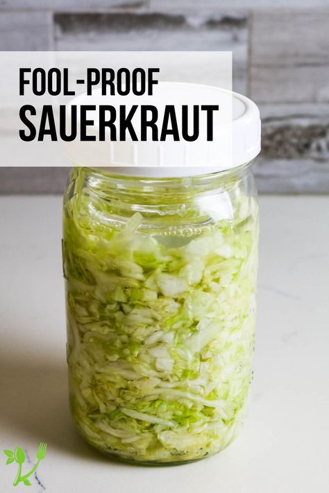 Easy Homemade Sauerkraut, Sauerkraut In A Jar, Canning Sauerkraut Without Fermentation, Raw Sauerkraut Recipe, Refrigerator Sauerkraut, How To Can Sauerkraut, Saurkraut Recipes Easy, Home Made Sauerkraut, Sour Kraut Recipe